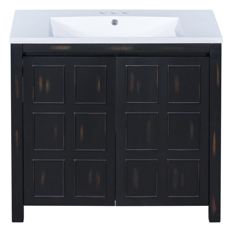 36" Bathroom Vanity Organizer with Sink, Combo Cabinet Set, Bathroom Storage Cabinet, Retro Espresso