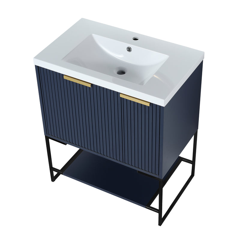 30 Inch Freestanding Bathroom Vanity With Resin Basin,30x18(With Black Feet)