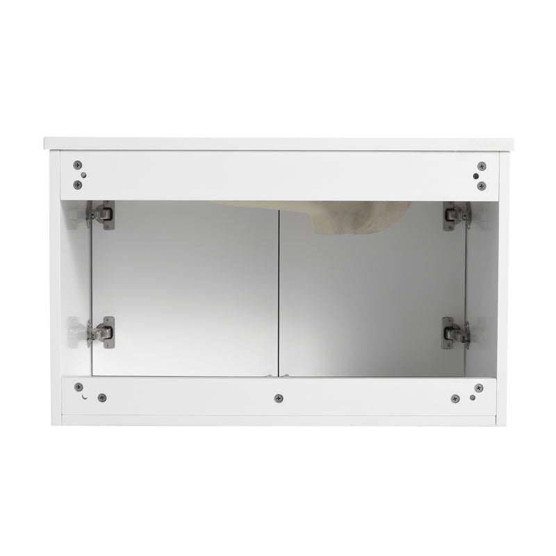 30 Inch Wall Mounted  Bathroom Vanity With Sink, Soft Close Doors, For Small Bathroom (KD-PACKING)