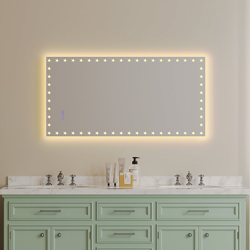 48X24 inch LED Bathroom Mirror with Lights Backlit RGB Color Changing Lighted Mirror for Bathroom Wall Dimmable Anti-Fog Memory Rectangular Vanity Mirror (RGB Multicolor Backlit + Front-Lighted