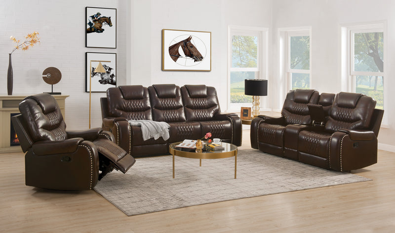 Braylon Recliner (Power Motion), Brown PU