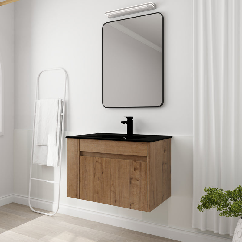 30 Inch Bathroom Vanity With Black Ceramic Basin and Adjust Open Shelf(KD-PACKING)