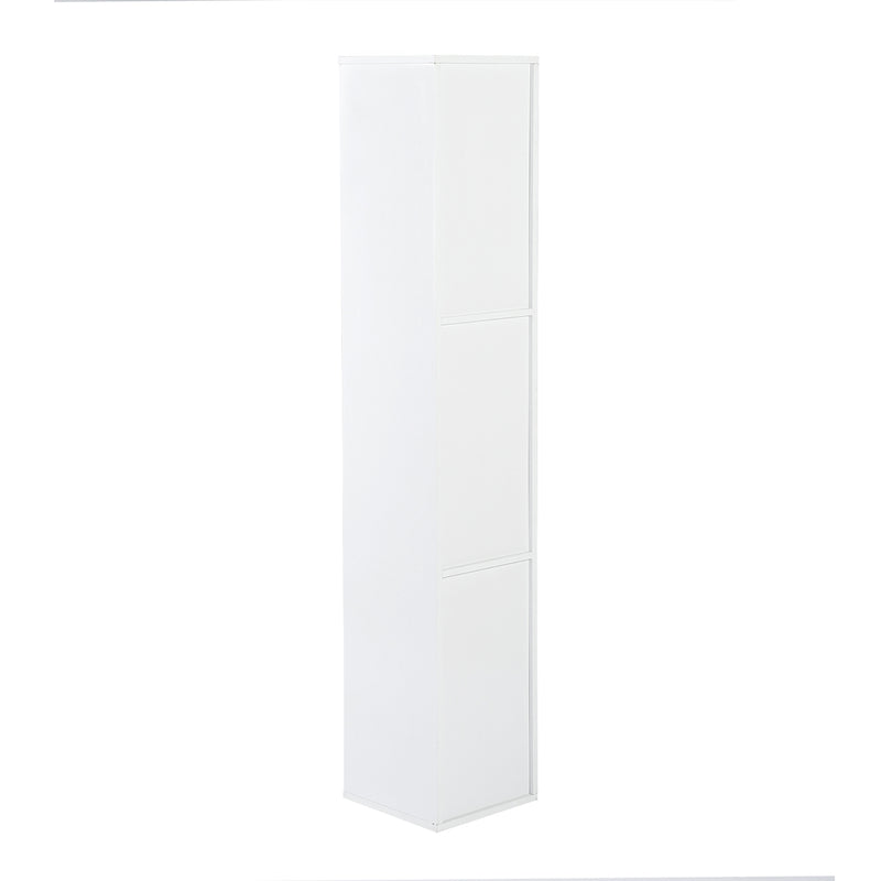 White Bathroom Storage Cabinet with Shelf Narrow Corner Organizer Floor Standing (H63 6 Shelves 2 Door)