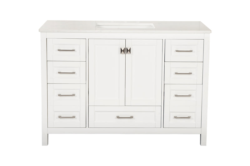 Vanity Sink Combo featuring a Marble Countertop, Bathroom Sink Cabinet, and Home Decor Bathroom Vanities - Fully Assembled White 48-inch Vanity with Sink 23V03-48WH