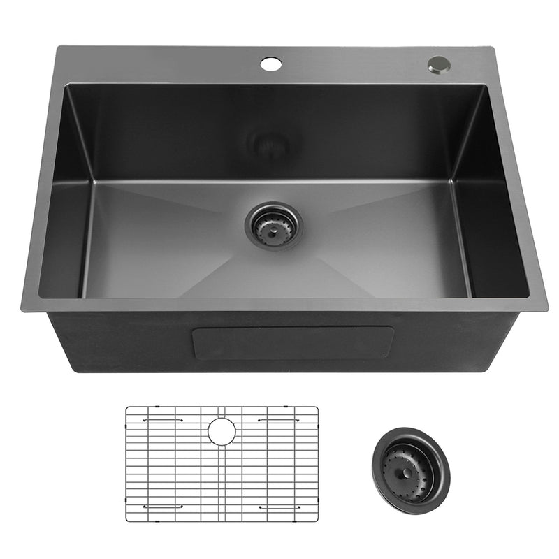 33x22 Inch Gunmetal Black Topmount 18 Gauge  304 Stainless Steel Kitchen Sink