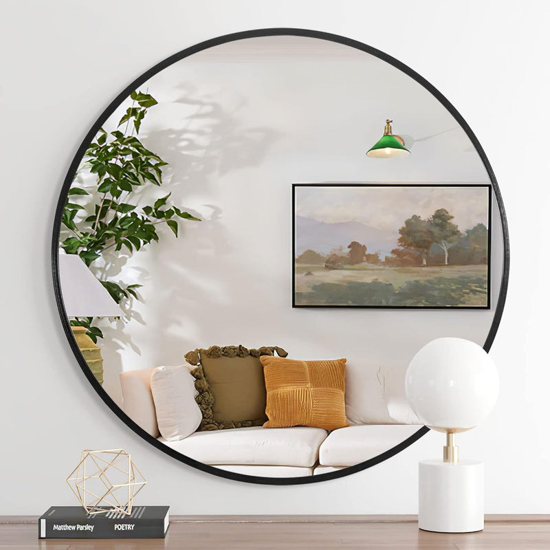 Black 32 IN Metal Round mirror