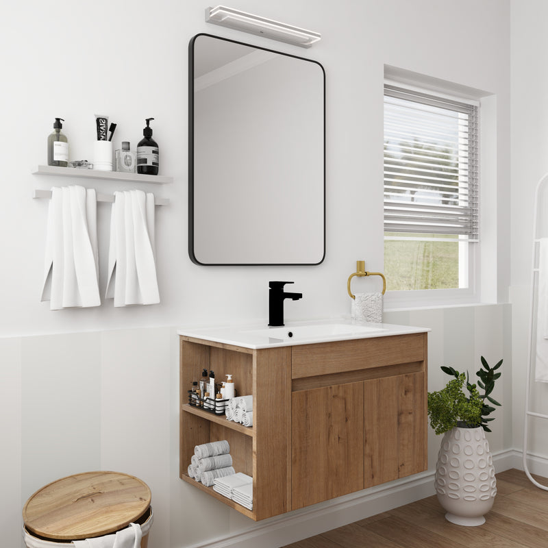 30 Inch Bathroom Vanity With White Ceramic Basin and Adjust Open Shelf(KD-PACKING)