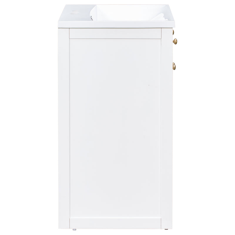 24" Bathroom vanity with Single Sink, White Combo Cabinet Undermount Sink, Bathroom Storage Cabinet, Solid Wood Frame, Pull-out footrest