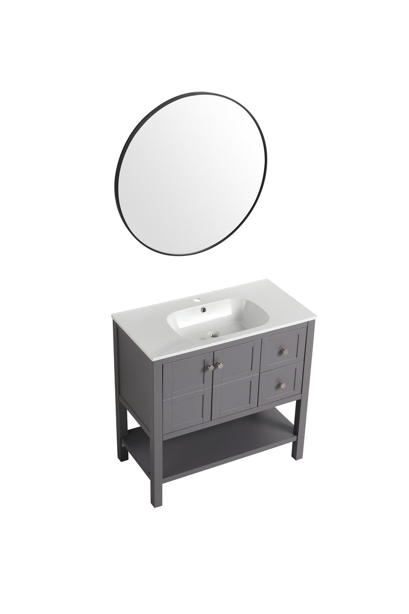 Bathroom Vanity With Soft Close Drawers and Gel Basin,36x18