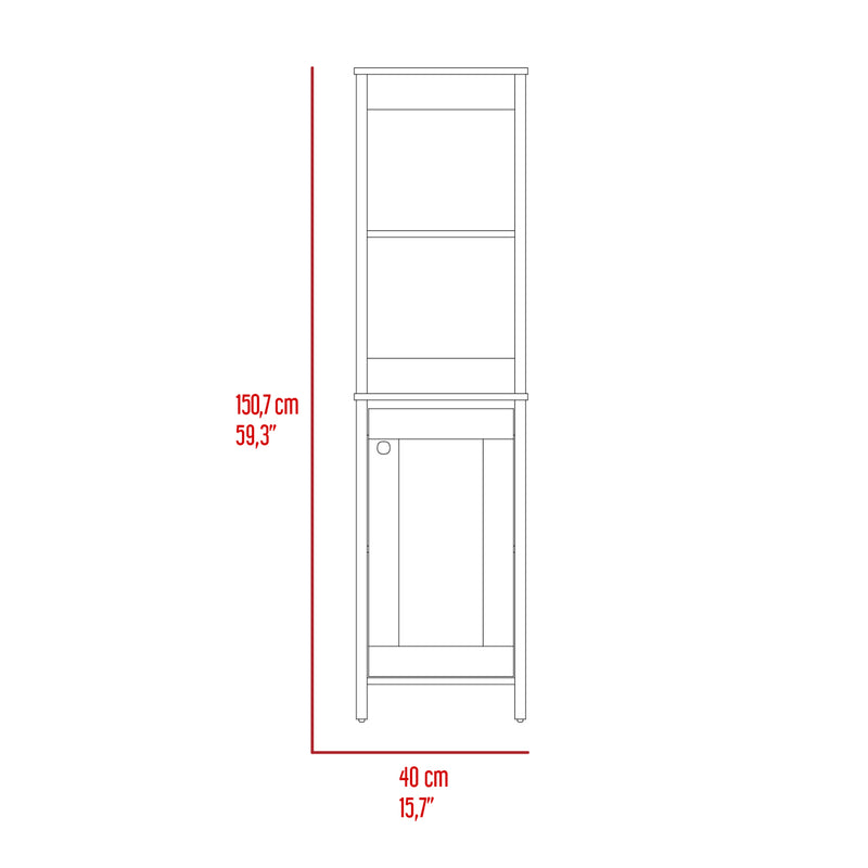 Linen Cabinet Jannes, Two Open Shelves, Single Door, Light Oak / White Finish