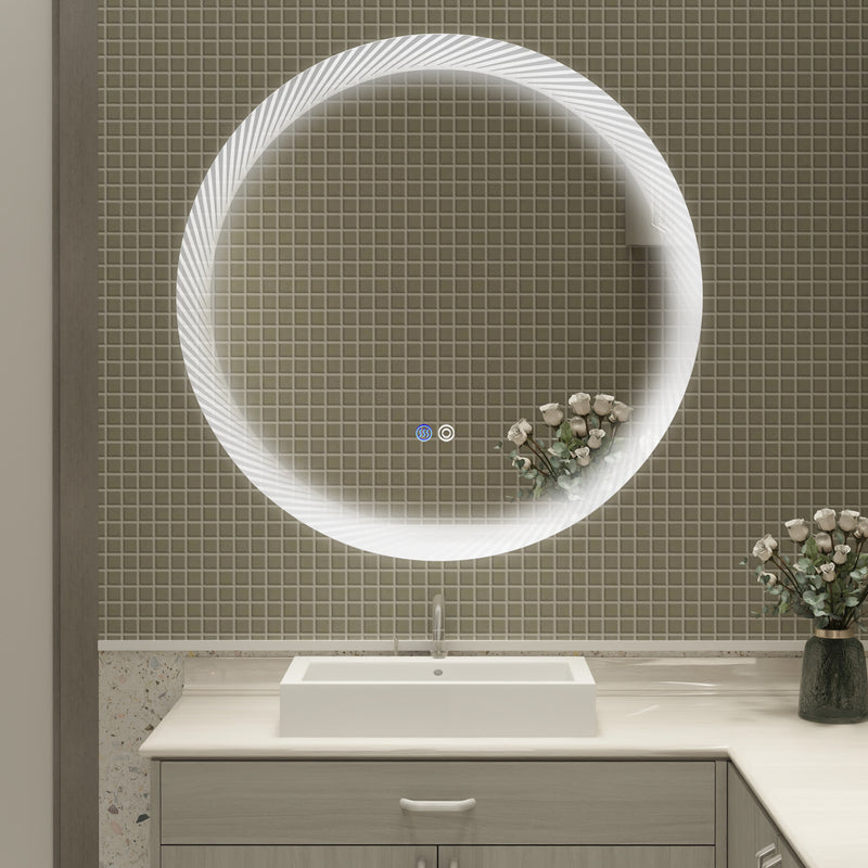 24 Inch Switch-Held Memory LED Mirror, Wall-Mounted Vanity Mirrors, Bathroom Anti-Fog Mirror, Dimmable Bathroom Mirror