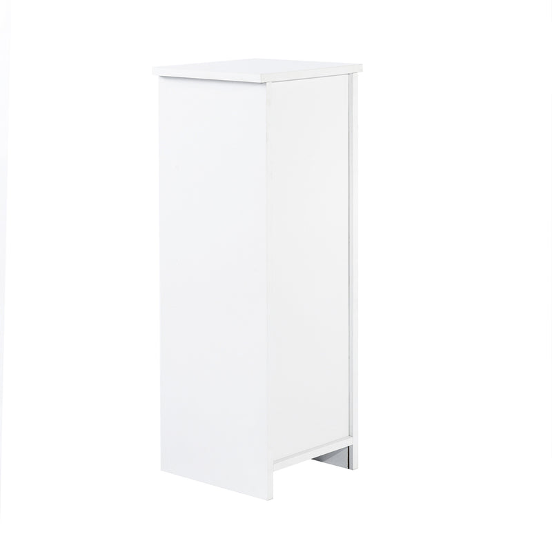 Floor Cabinet, Wooden Side Storage Organizer, 4 Drawers Free-Standing Cabinet for Bathroom/Hallway/Living Room, White