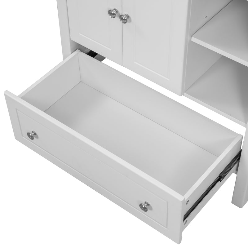 [VIDEO] 30" Bathroom Vanity with Sink, Bathroom Storage Cabinet with Doors and Drawers, Solid Wood Frame, Ceramic Sink, White