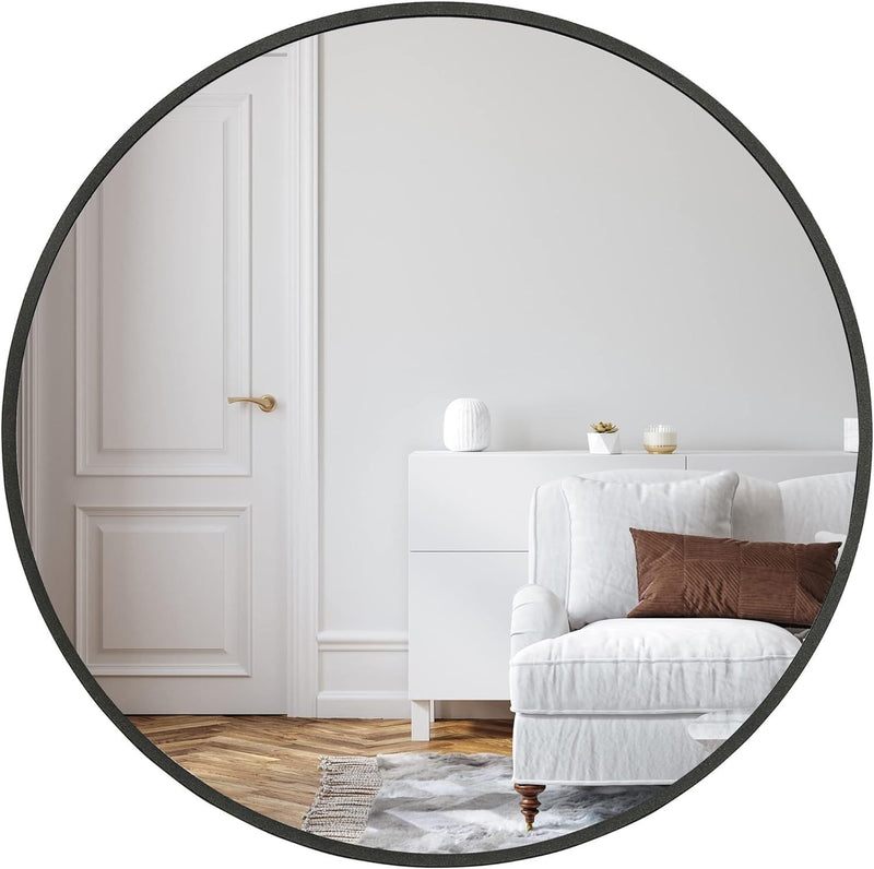 Black 32 IN Metal Round mirror