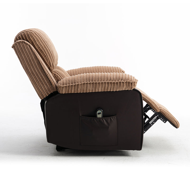 Brown Fabric Recliner Chair  Theater Single Recliner Thick Seat and Backrest, suitable for living room, side bags Electric sofa chair, electric remote control.The angle can adjust freely