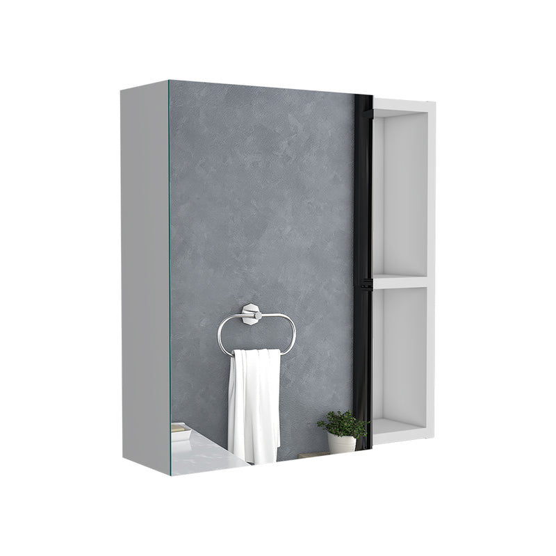 Medicine Cabinet Mirror Clifton, Five Internal Shelves, White Finish