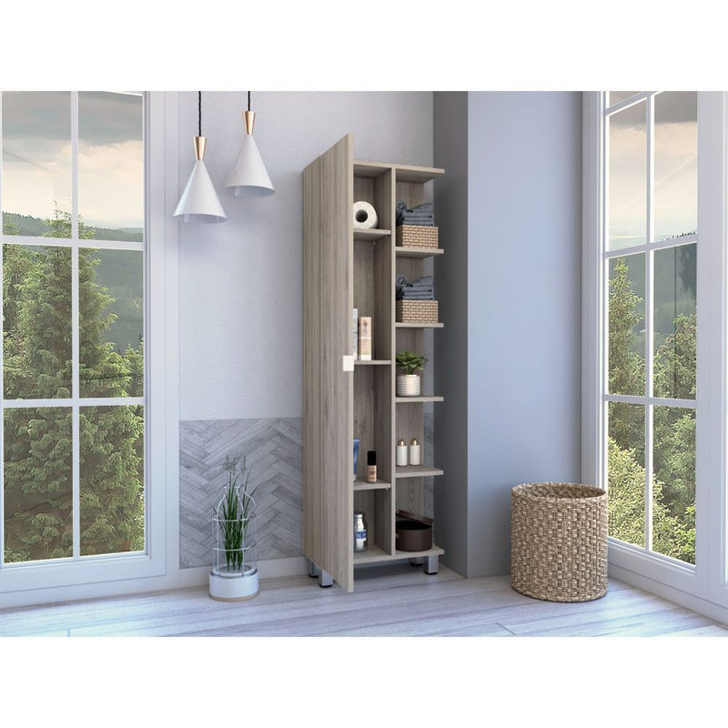 Portland 5-Shelf Linen Cabinet Light Grey