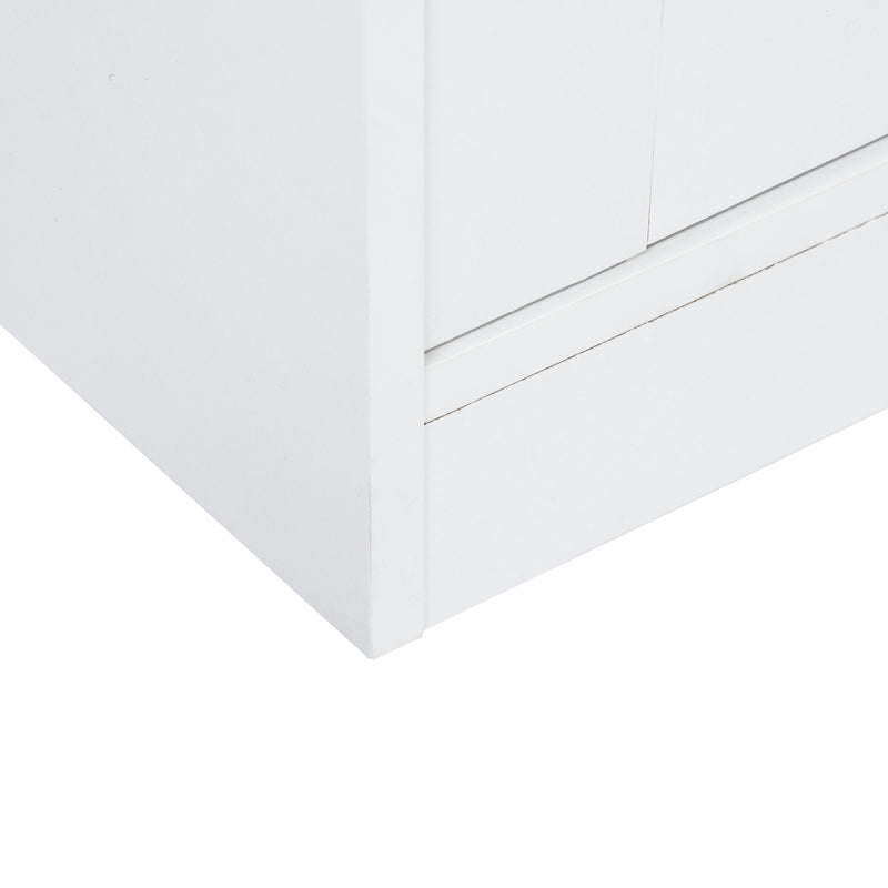 White Bathroom Storage Cabinet with Shelf Narrow Corner Organizer Floor Standing (H63 6 Shelves 1 Door)