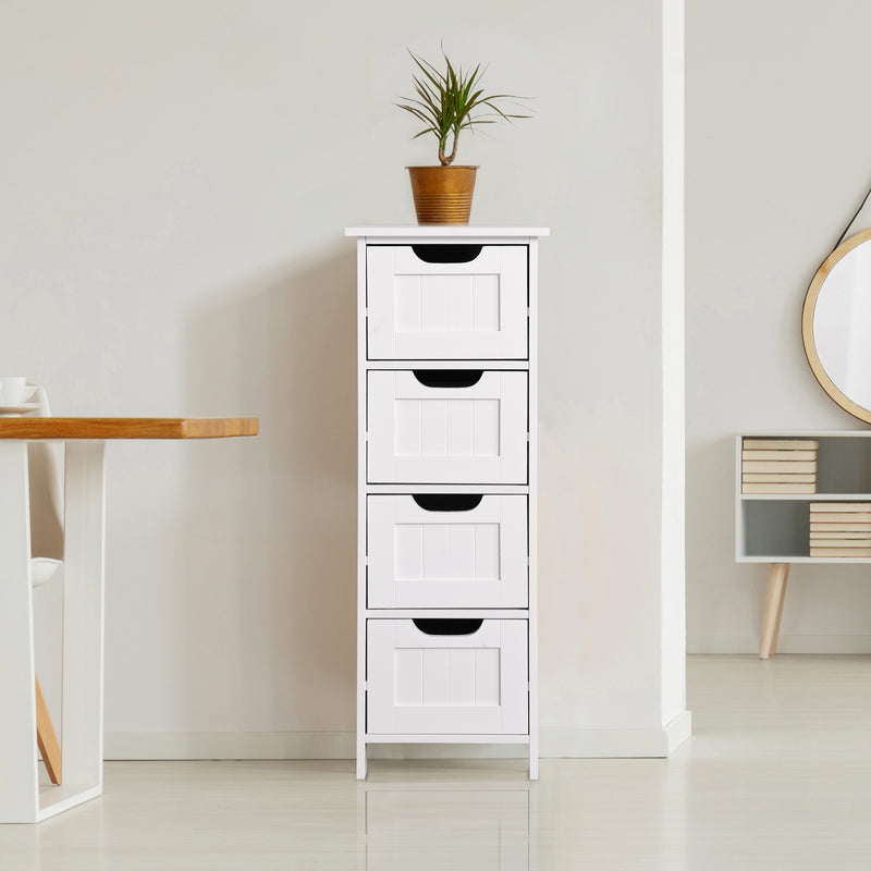 White Bathroom Storage Cabinet, Freestanding Cabinet with Drawers