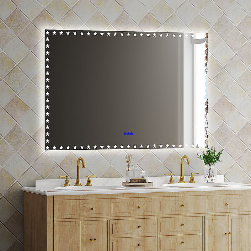 60X40 inch LED Bathroom Mirror with Lights Backlit RGB Color Changing Lighted Mirror for Bathroom Wall Dimmable Anti-Fog Memory Rectangular Vanity Mirror (RGB Multicolor Backlit + Front-Lighted