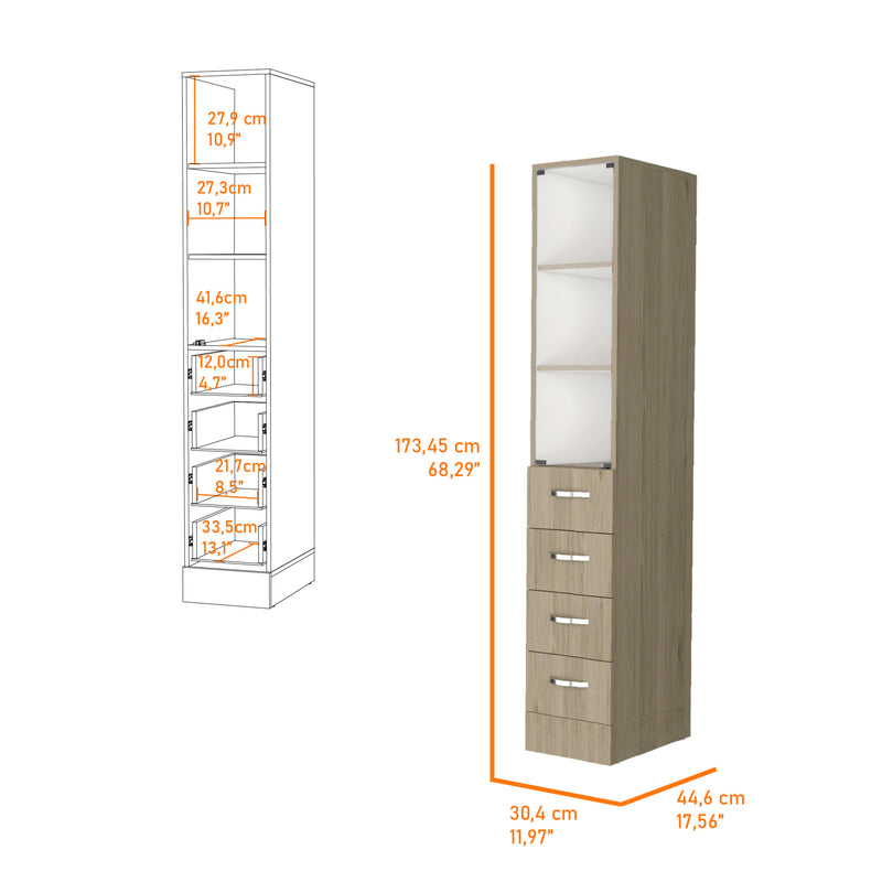 Althorn 4-Drawer 3-Shelf Linen Cabinet Light Pine