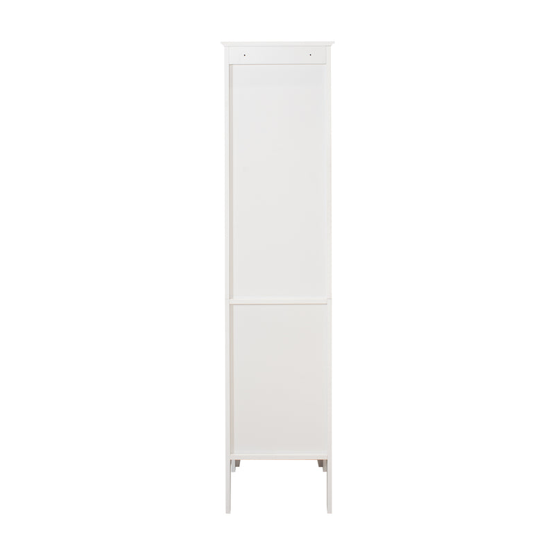 Tall Narrow Tower Freestanding Cabinet with 2 Shutter Doors 5 Tier Shelves for Bathroom, Kitchen ,Living Room ,Storage Cabinet,White