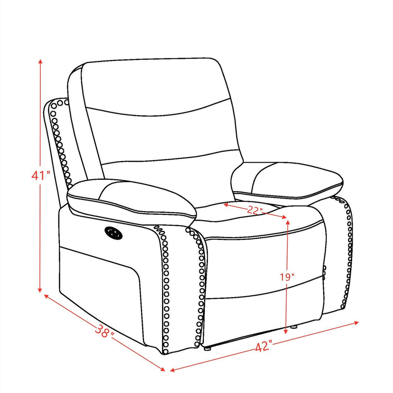 Aashi Recliner (Power Motion), Brown Leather-Gel Match