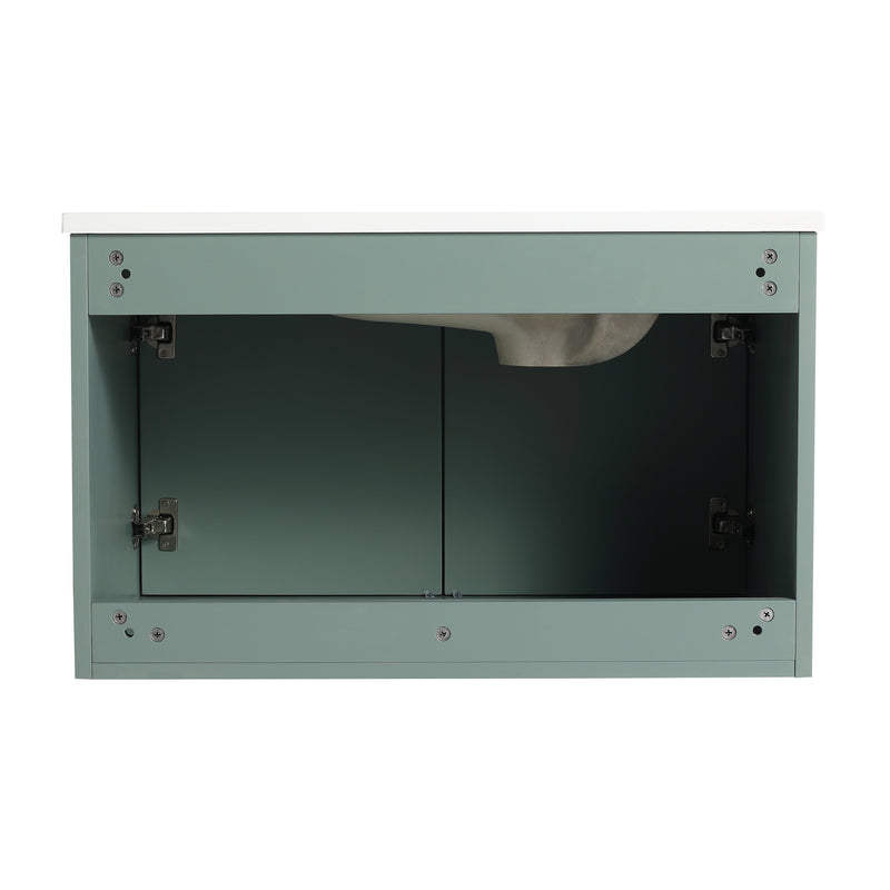 30 Inch Wall Mounted Bathroom Vanity, Soft Close Doors, For Small Bathroom (KD-Packing)