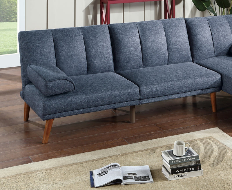 Navy Color Polyfiber Sectional Sofa Set Living Room Furniture Solid wood Legs Plush Couch Adjustable Sofa Chaise