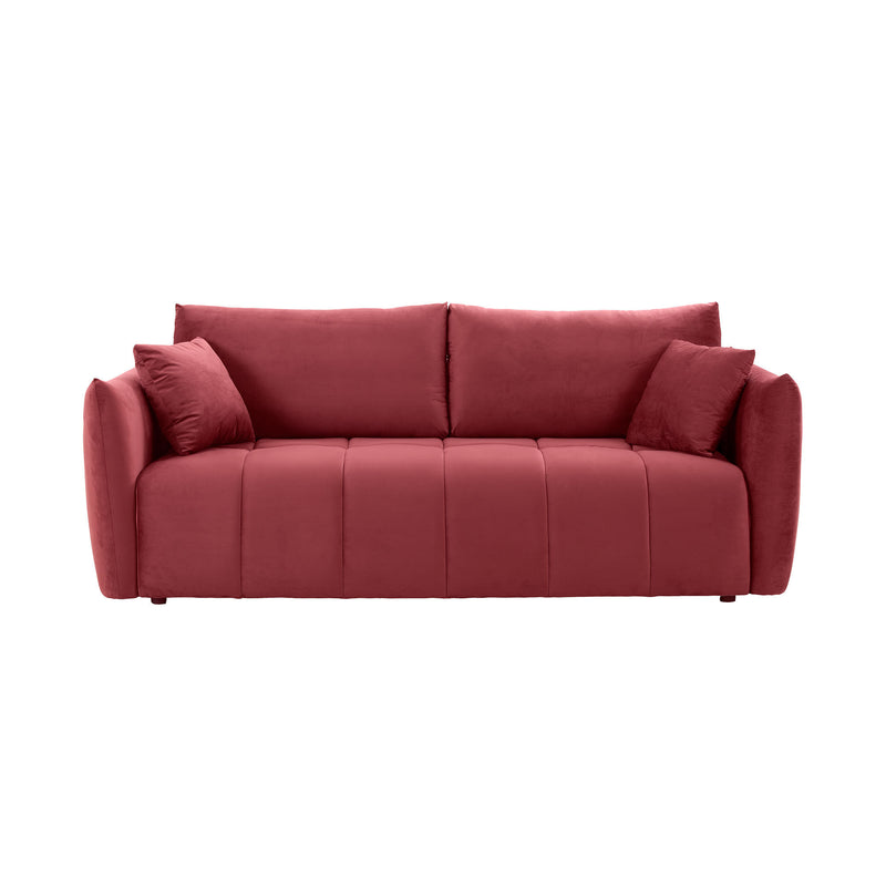 Sectional Sofa,3 seater sofa with 3 Pillows for Living Room,Velvet  for bedroom, livingroom Wine Red