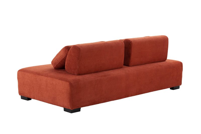 One-Piece Morden Sofa Counch 3-Seater Minimalist Sofa for Living Room Lounge Home Office Orange