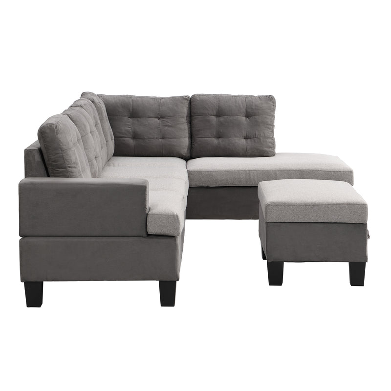 Sofa Set  for Living Room with Chaise Lounge and Storage Ottoman Living Room Furniture,(Gray)