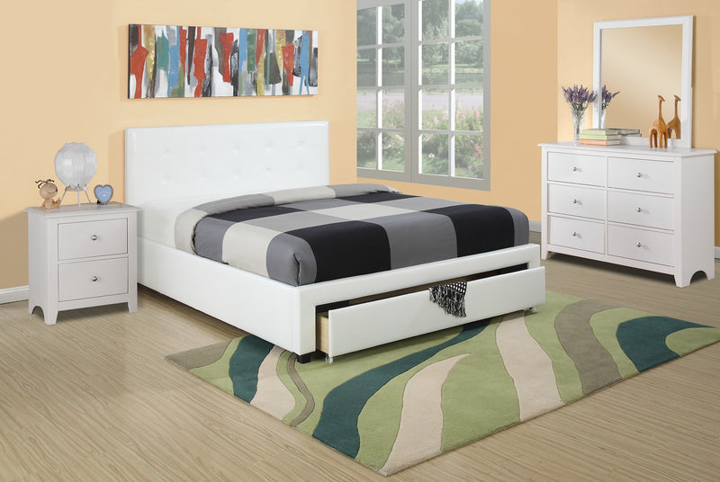 Bedroom Furniture White Storage Under Bed Full Size bed Faux Leather upholstered