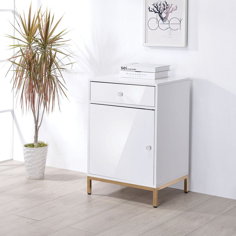 Cabinet in White High Gloss & Gold