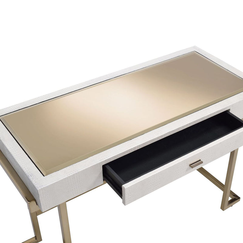 Desk in Espresso PU & Champagne