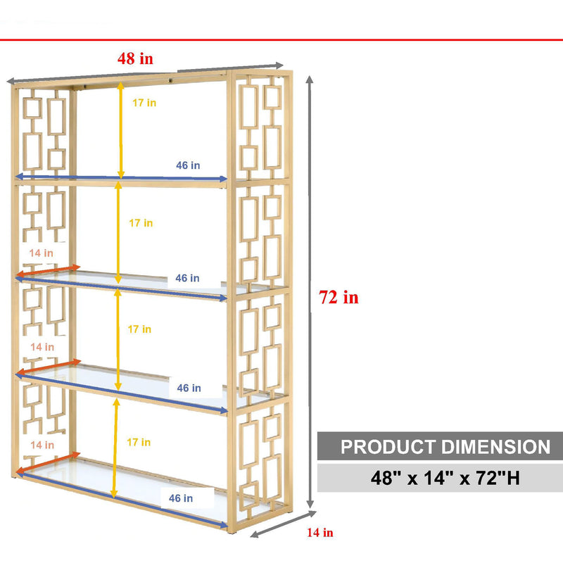 Bookshelf in Gold & Clear Glass