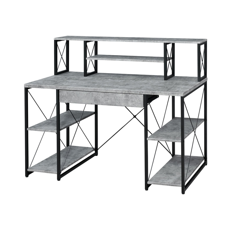 Metal Comupter Desk with Drawer and Shelves