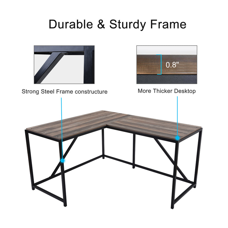 L Shaped Home Office Computer Desk with Modern Style and MDF Board, Easy to Assemble