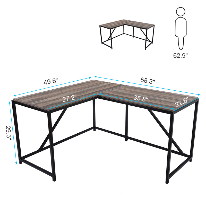 L Shaped Home Office Computer Desk with Modern Style and MDF Board, Easy to Assemble