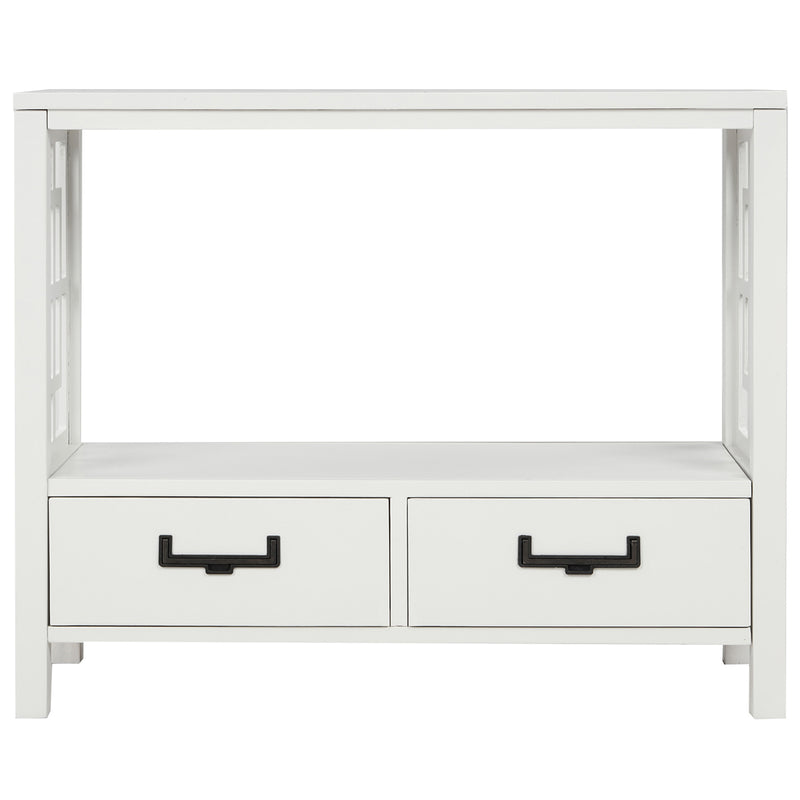 Console Sofa Table with Two Bottom Drawers, Farmhouse Narrow Sofa Table for Entryway