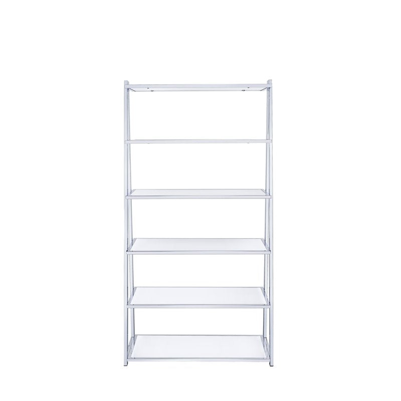 Bookshelf in White High Gloss & Chrome