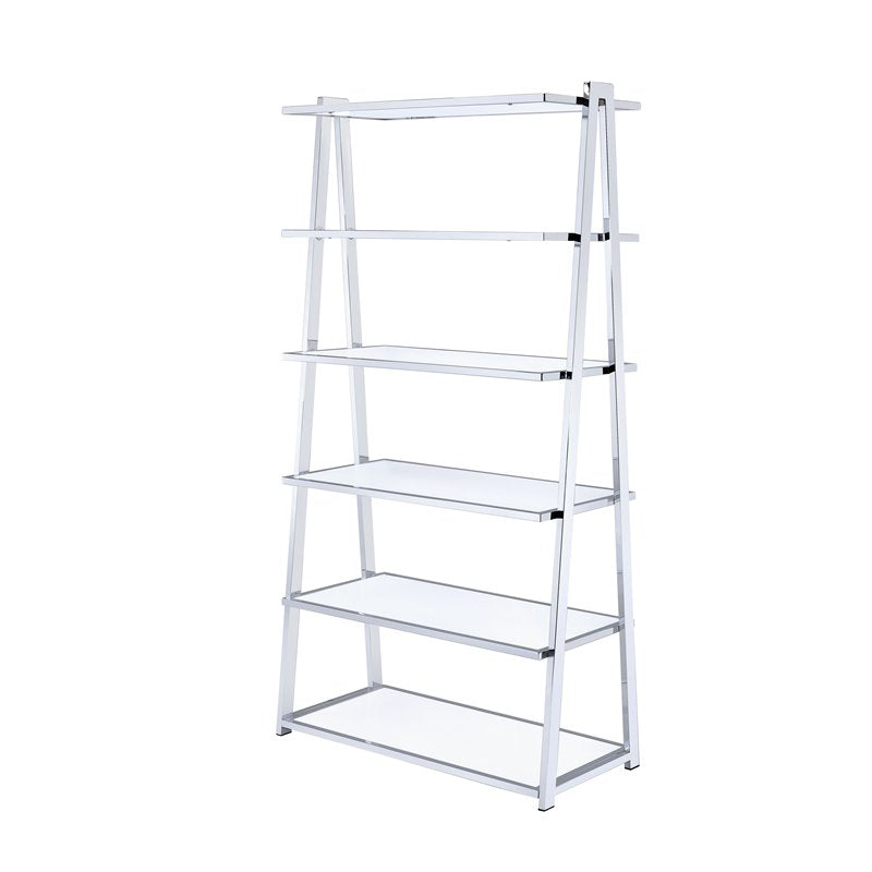 Bookshelf in White High Gloss & Chrome