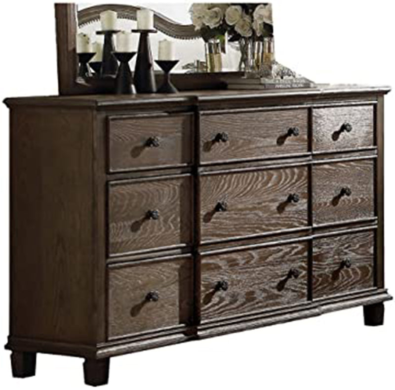 Wood Cabinet Chest Dresser with Drawers  in Weathered Oak