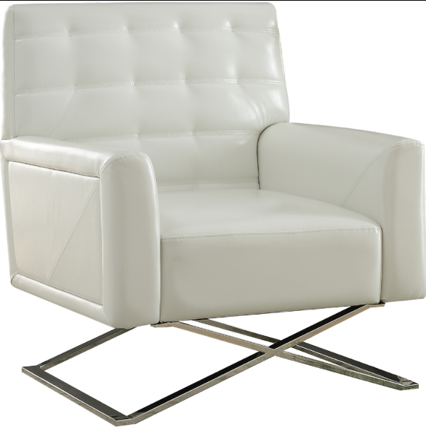 Accent Chair in White PU & Stainless Steel