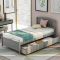 Twin Platform Storage Bed Wood Bed Frame with Two Drawers and Headboard