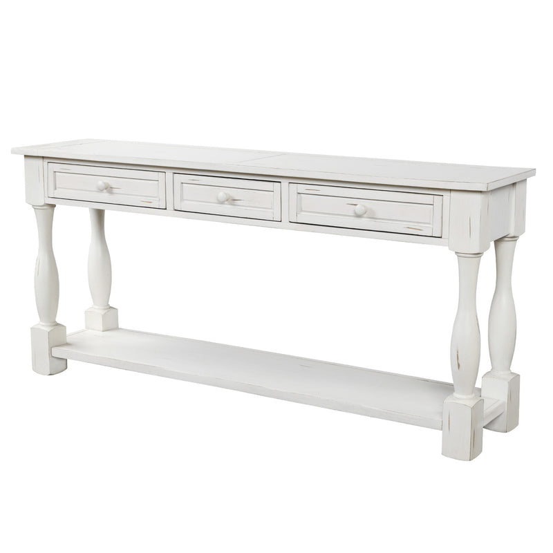 Console Table 64" Long Sofa Table Easy Assembly with Drawers and Shelf for Entryway, Hallway, Living Room, Black, White