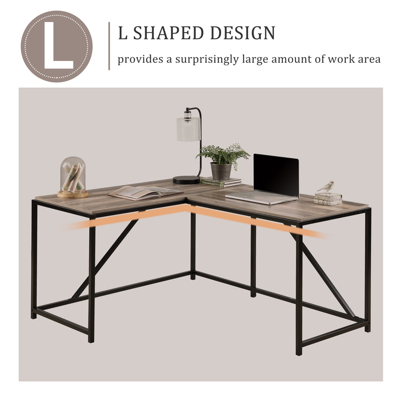 L Shaped Home Office Computer Desk with Modern Style and MDF Board, Easy to Assemble