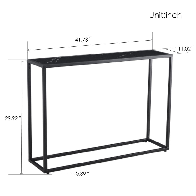 Console Talbe Minimalist Porch Table Sofa sidetable, MDF boards, metal frame , Rectangle shape, Black