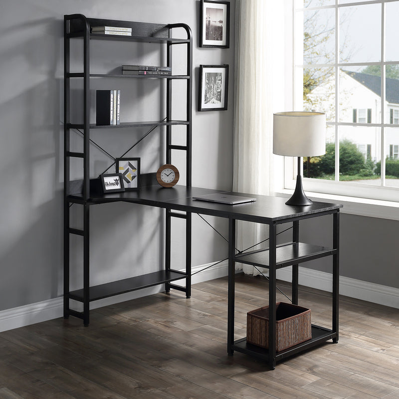 Home Office computer desk——Steel frame and MDF board/5 tier open bookshelf/Plenty storage space