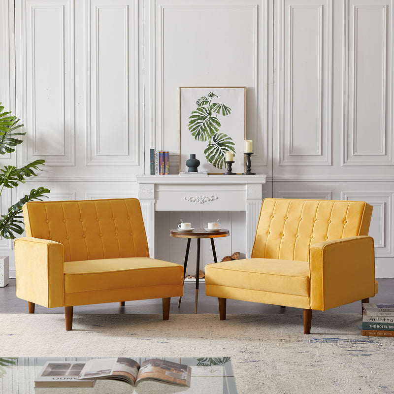 Yellow split sofa